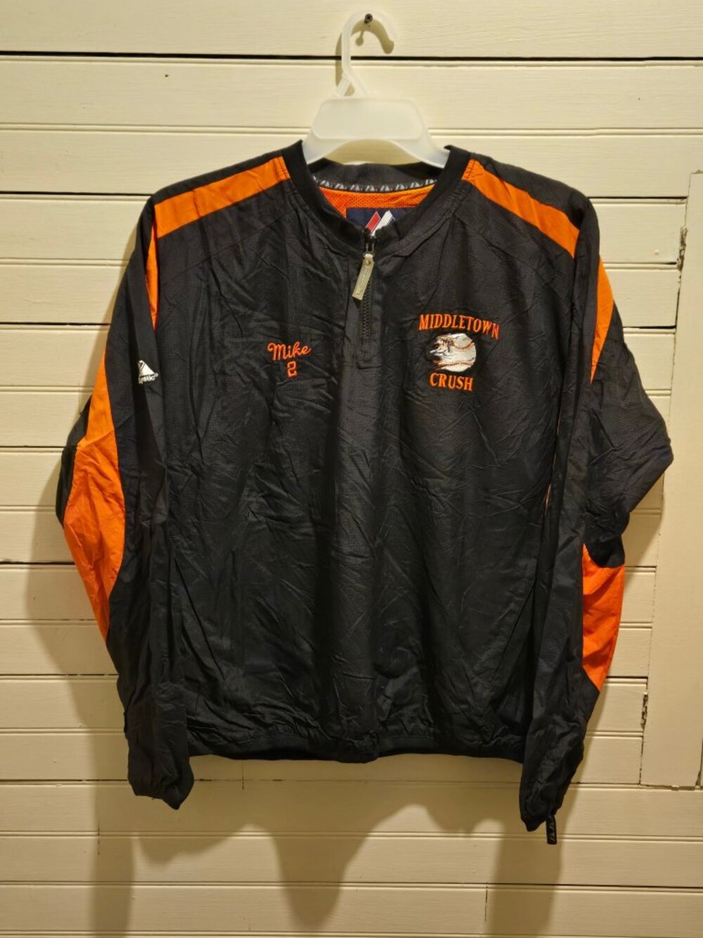 Majestic Pullover Jacket Mens M Middletown Crush Black Orange 1/4 Zip Team